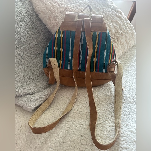 Handmade Guatemalan Canvas Drawstring Small Backpack - Picture 2 of 8